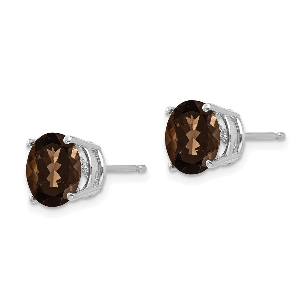 14k White Gold 8mm Round Smok Yellow Gold Quartz Earrings