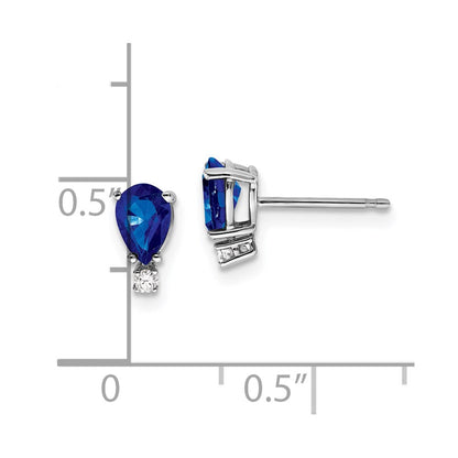 14k White Gold 6x4mm Pear Sapphire A Real Diamond Earrings