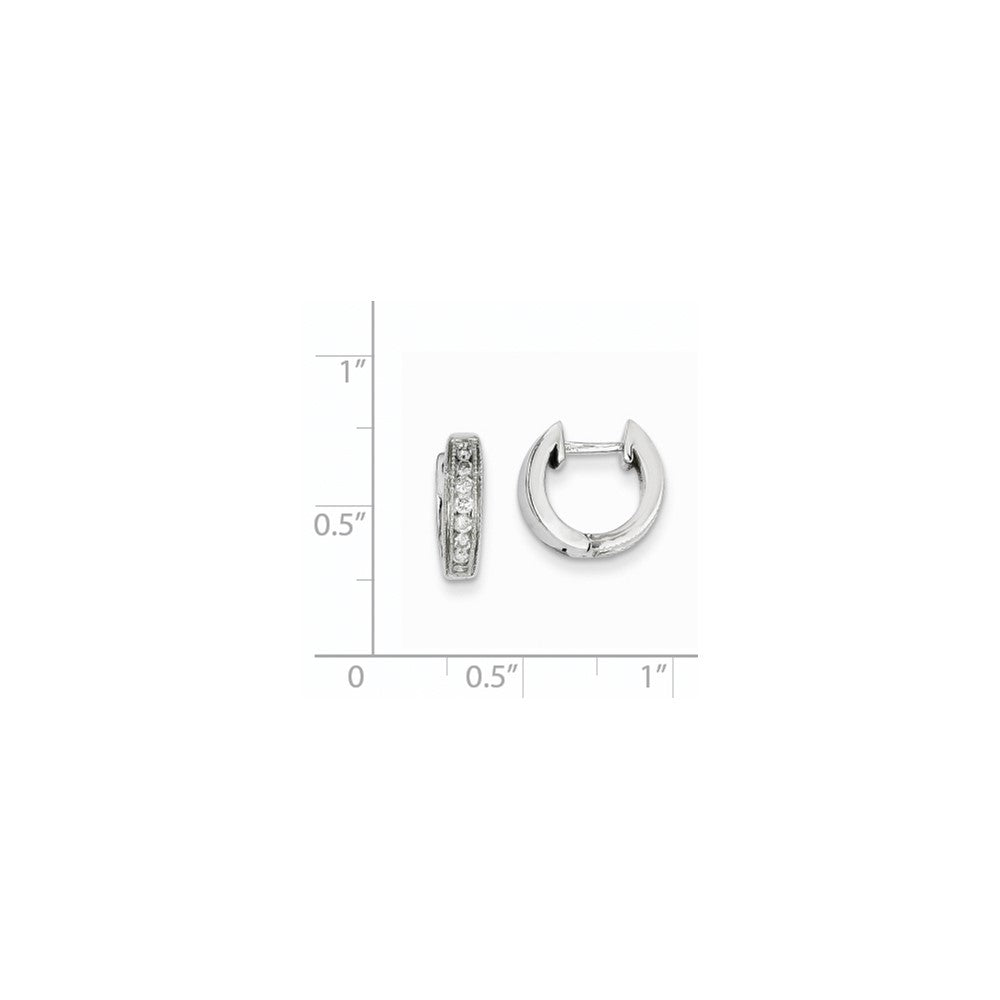 14k White Gold Real Diamond Complete Hinged Hoop Earrings
