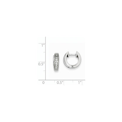 14k White Gold Real Diamond Complete Hinged Hoop Earrings