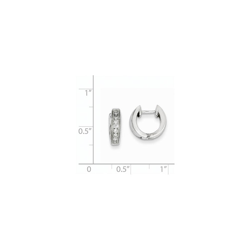 14k White Gold Real Diamond Complete Hinged Hoop Earrings