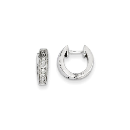 14k White Gold Real Diamond Complete Hinged Hoop Earrings