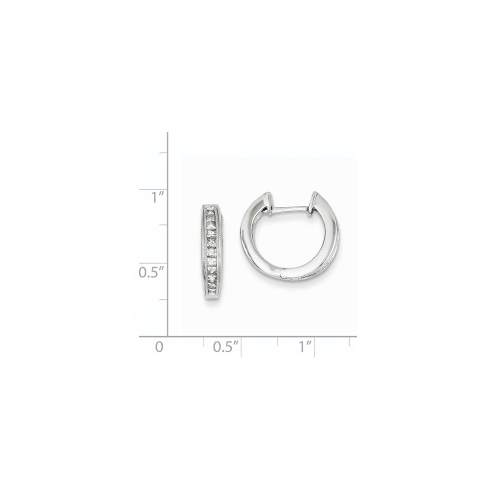 14k White Gold Real Diamond Complete Hinged Hoop Earrings