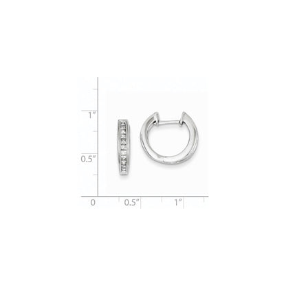 14k White Gold Real Diamond Complete Hinged Hoop Earrings