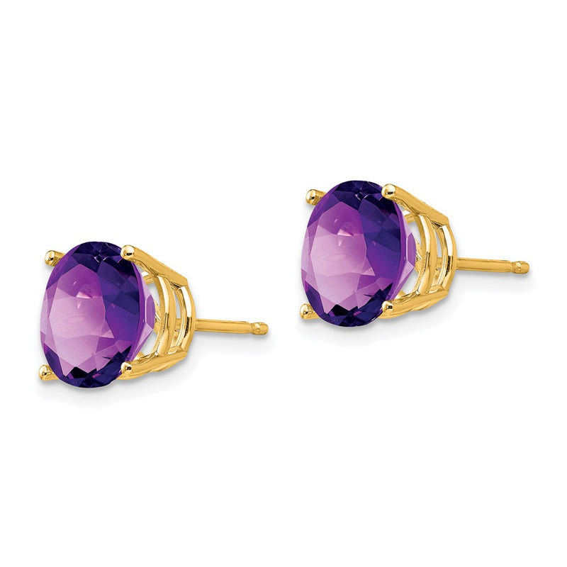 14k Yellow Gold Amethyst Round Stud Earring