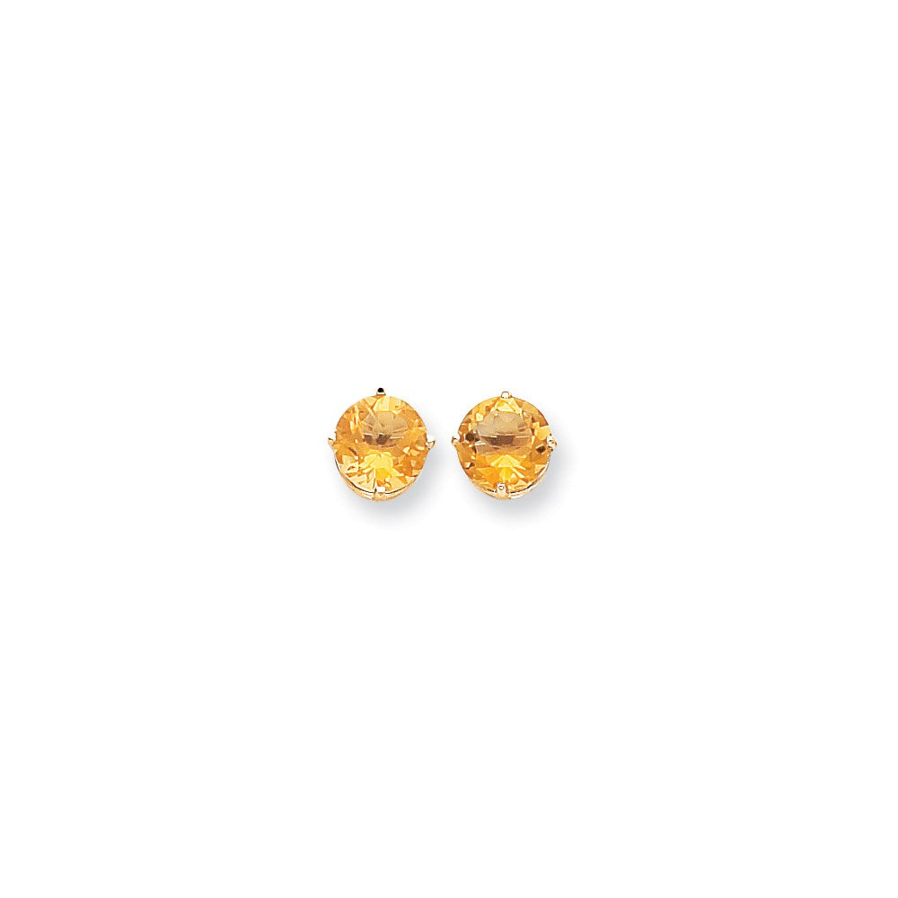 14k Yellow Gold 9mm Citrine Checker Earrings
