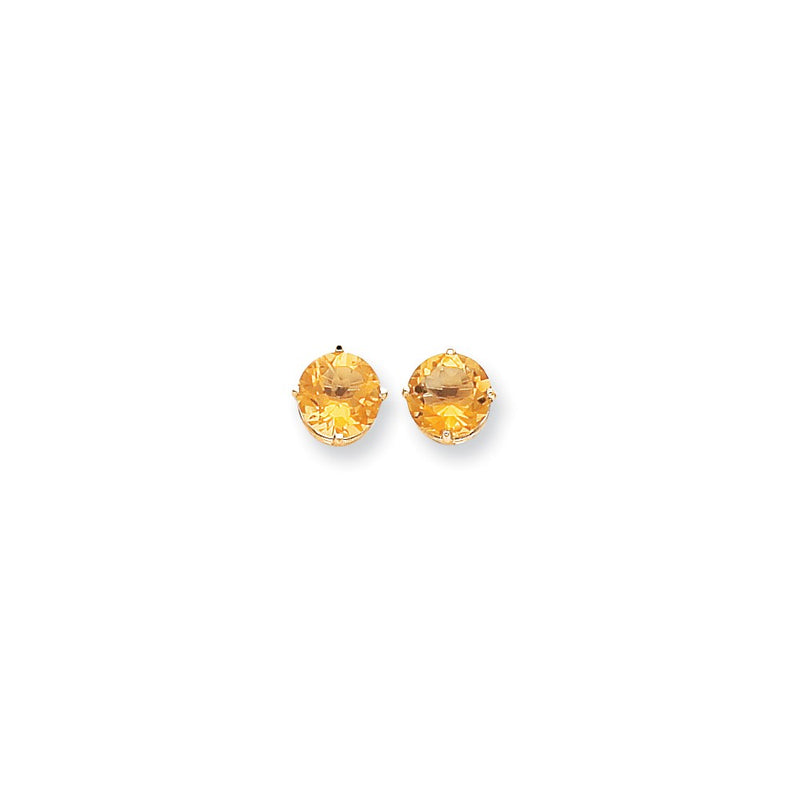 14k Yellow Gold 9mm Citrine Earrings
