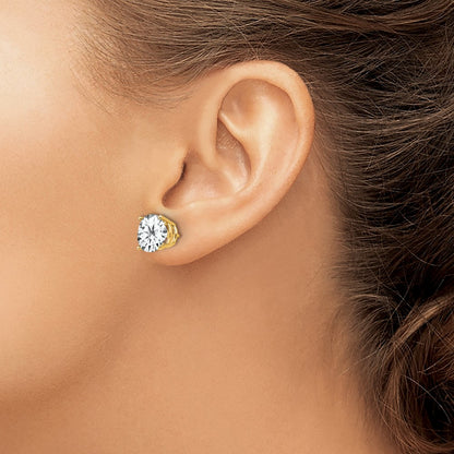 14k Yellow Gold 9mm Cubic Zirconia Earrings