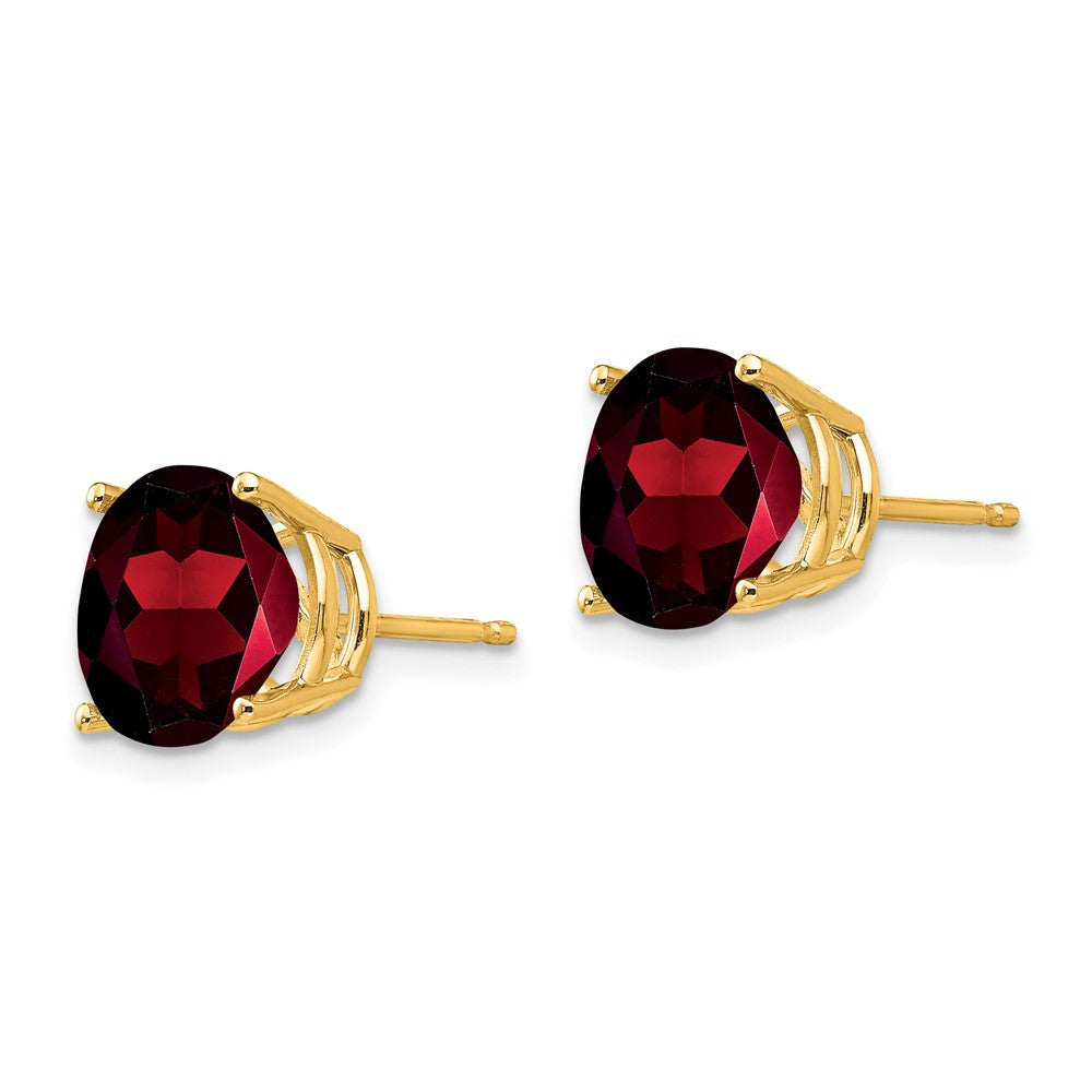14k Yellow Gold 9mm Garnet Post Earrings