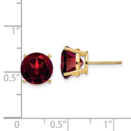 14k Yellow Gold 9mm Garnet Post Earrings
