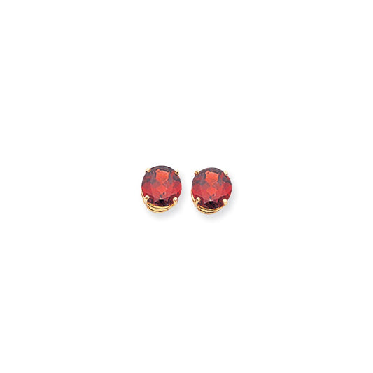 14k Yellow Gold 9mm Garnet Checker Earrings