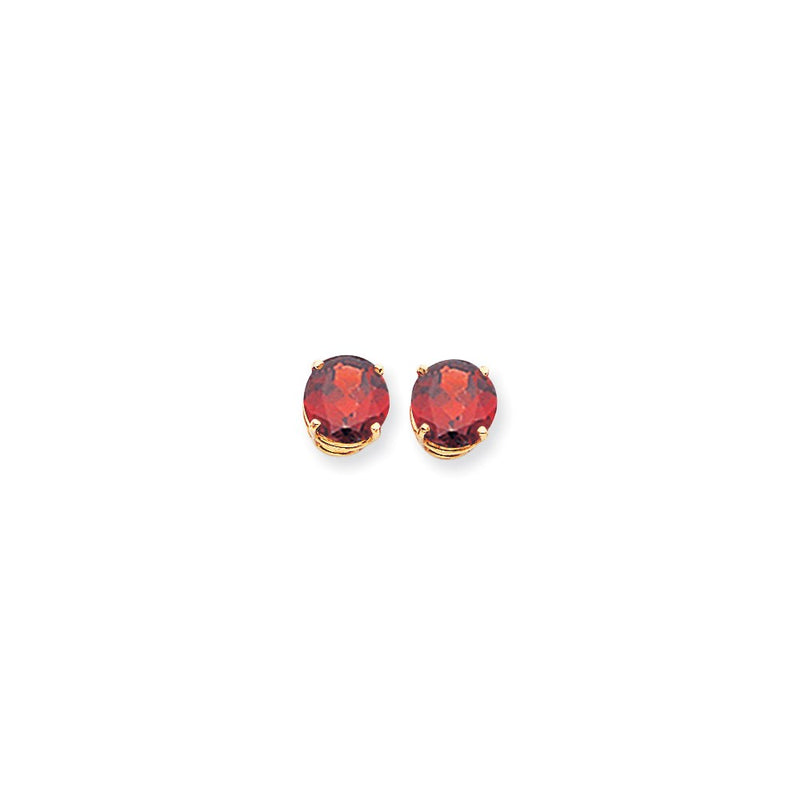 14k Yellow Gold 9mm Garnet Checker Earrings