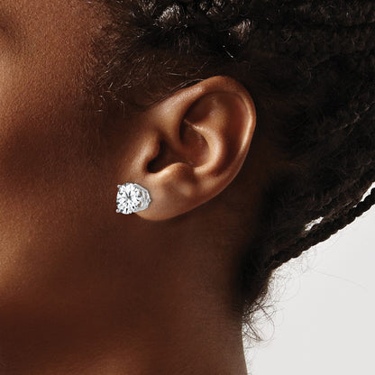 14k White Gold 9mm Cubic Zirconia Earrings