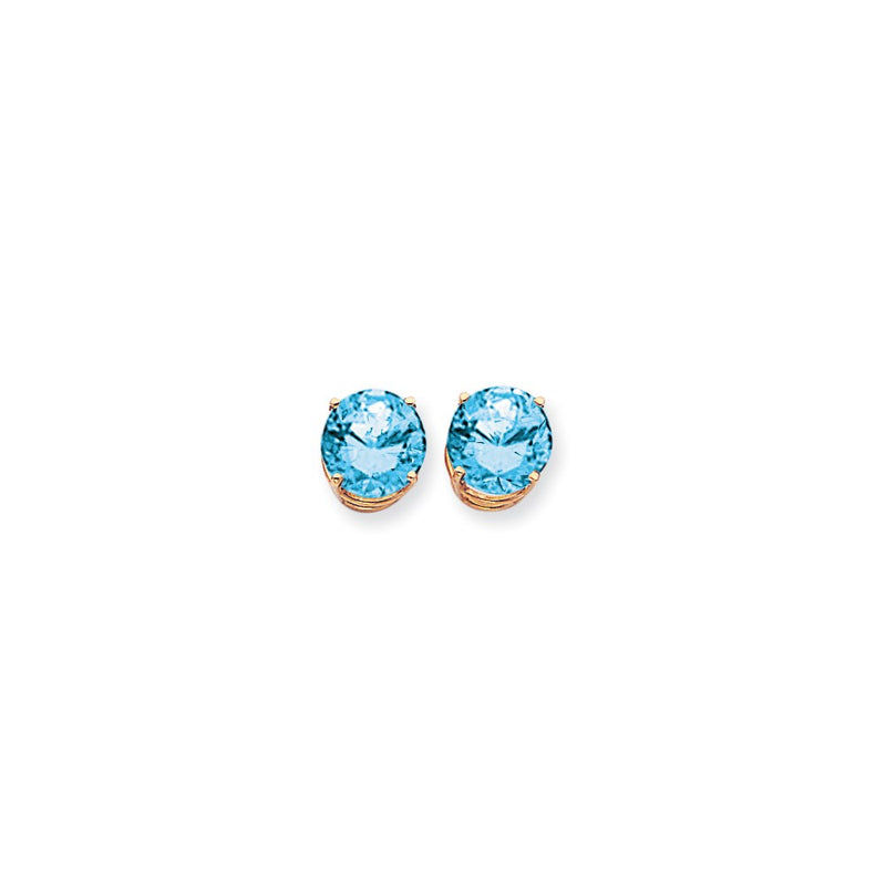 14k Yellow Gold 10mm Blue Topaz Checker Earrings