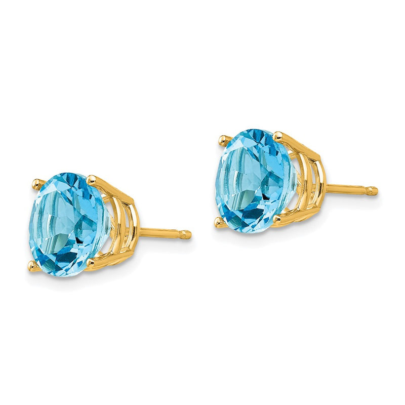 14k Yellow Gold 10mm Blue Topaz Earrings