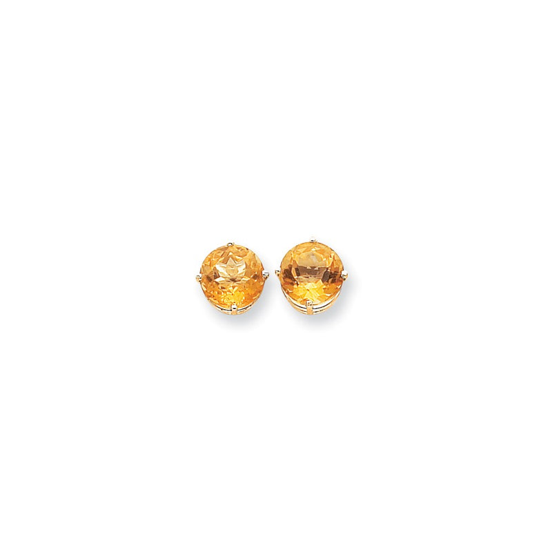 14k Yellow Gold 10mm Citrine Checker Earrings
