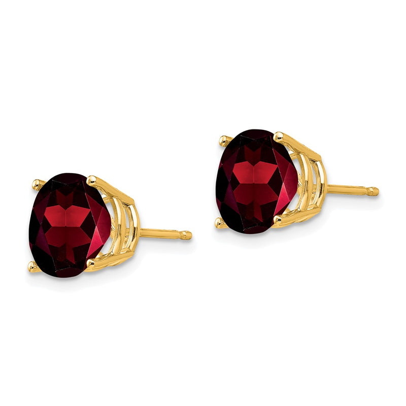14k Yellow Gold Garnet Round Stud Earrings