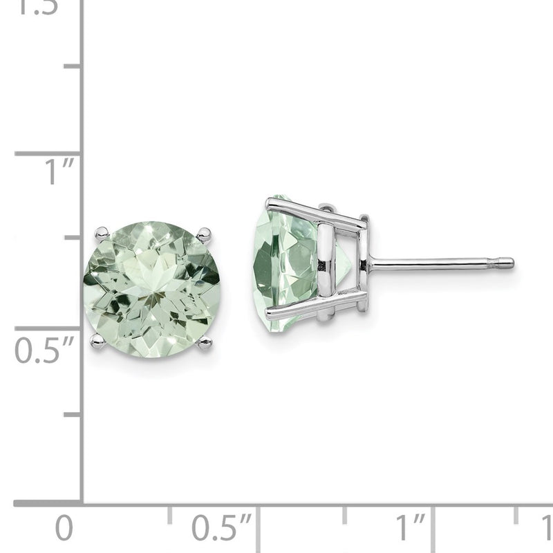 14k White Gold 10mm Round Green Quartz Earrings