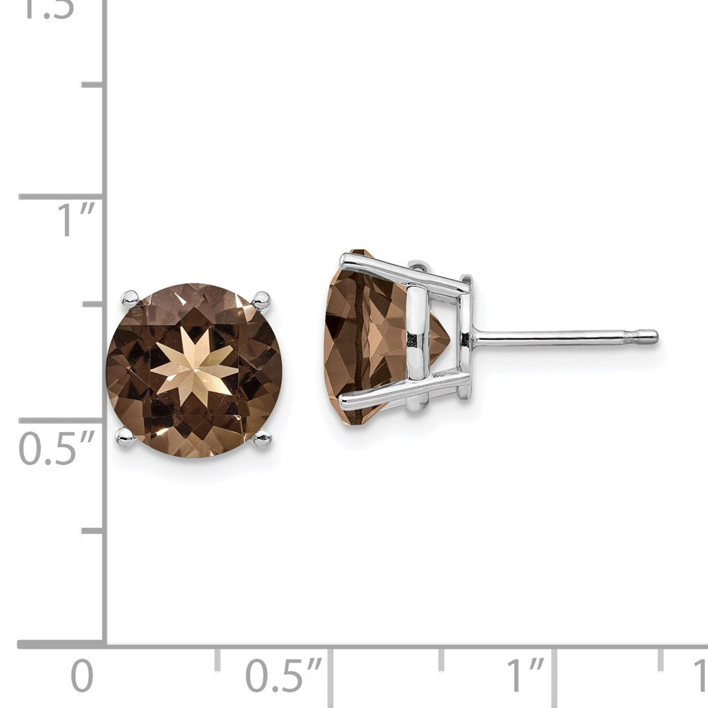 14k White Gold 10mm Round Smok Yellow Gold Quartz Earrings