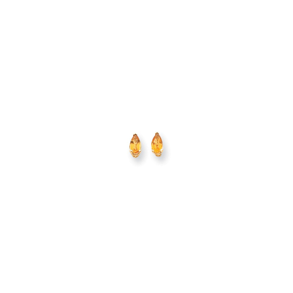14k Yellow Gold 5x3mm Pear Citrine Earrings