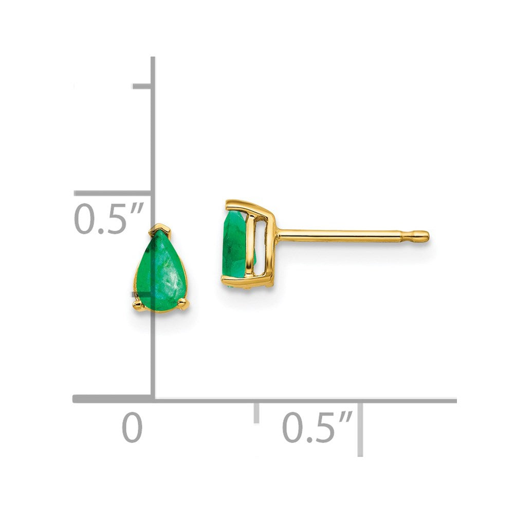14k Yellow Gold Emerald Post Earrings