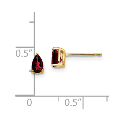 14k Yellow Gold 5x3mm Pear Garnet Earrings