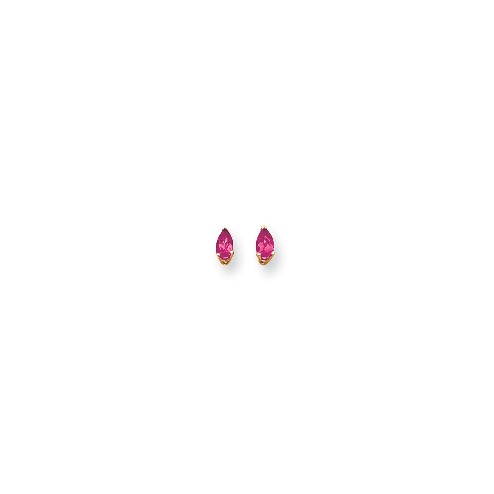 14k Yellow Gold 5x3mm Pear Pink Sapphire Earrings