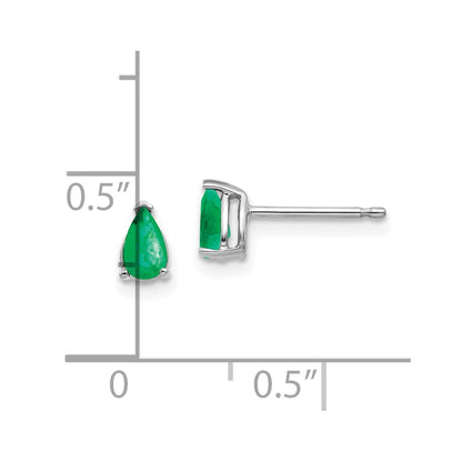 14k White Gold Emerald Earrings