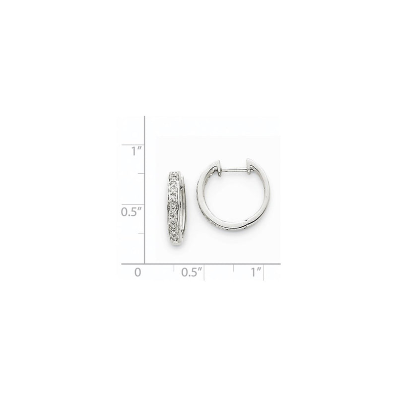 14k White Gold Real Diamond Complete Hinged Hoop Earrings