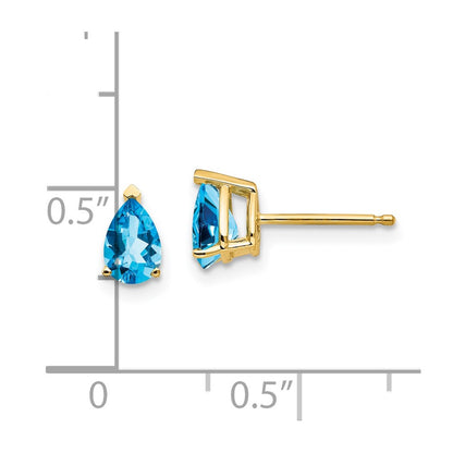 14k Yellow Gold 6x4mm Pear Blue Topaz Earrings