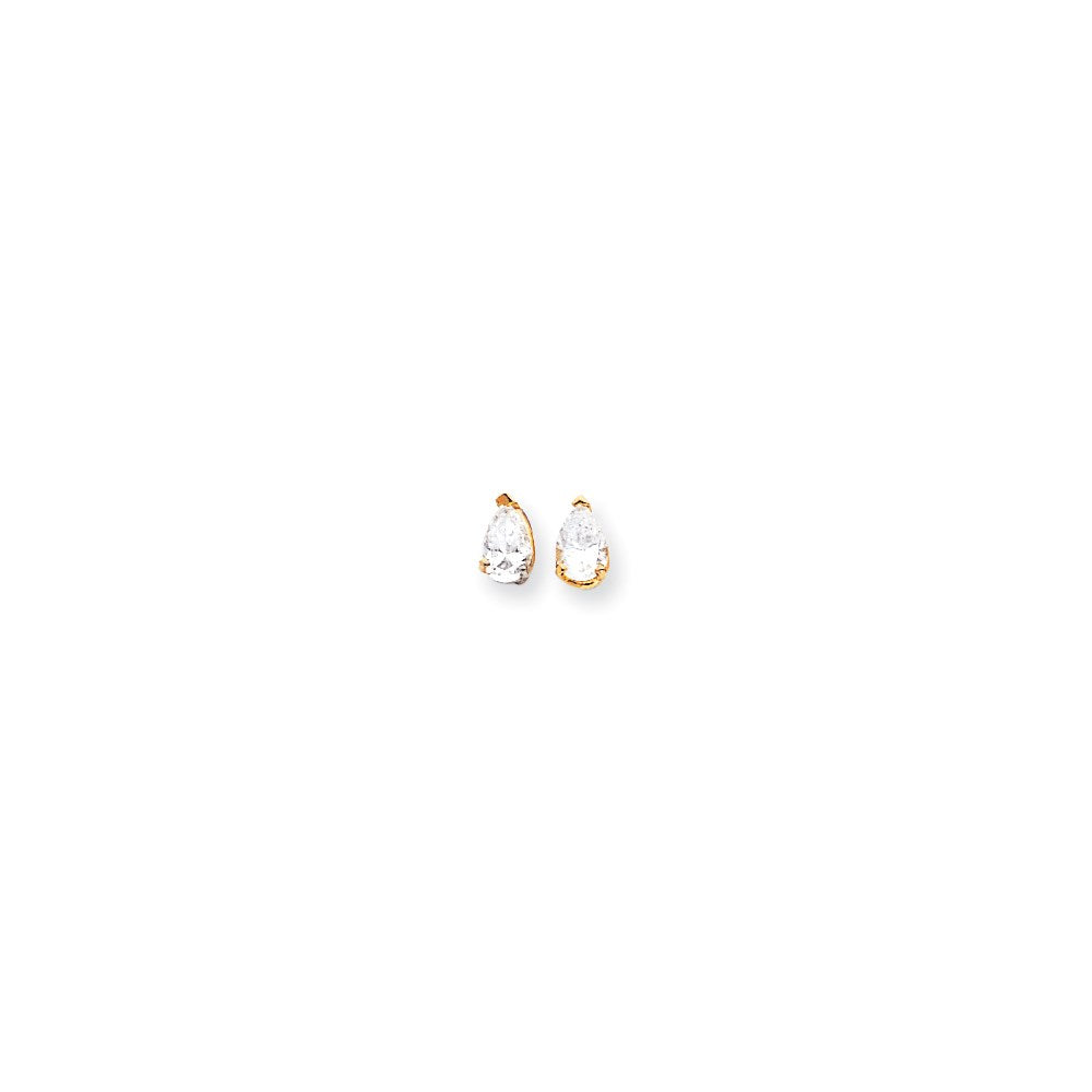 14k Yellow Gold 6x4mm Pear Cubic Zirconia Earrings