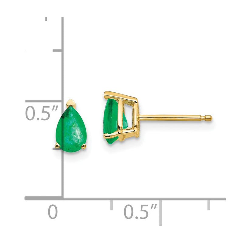 14k Yellow Gold 6x4mm Pear Emerald Earrings