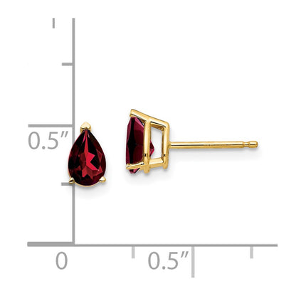 14k Yellow Gold 6x4mm Pear Garnet Earrings