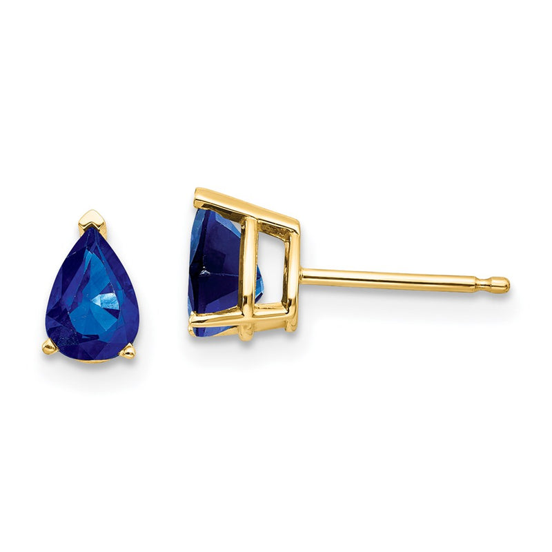 14k Yellow Gold Sapphire Post Earrings
