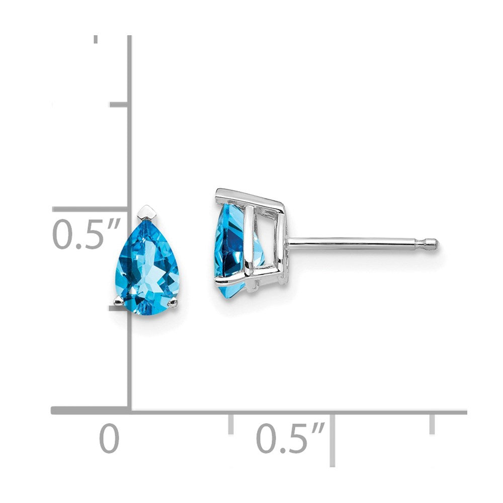 14k White Gold 6x4mm Pear Blue Topaz Earrings
