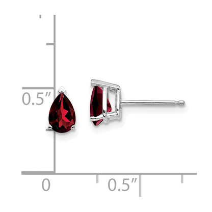 14k White Gold 6x4mm Pear Garnet Earrings