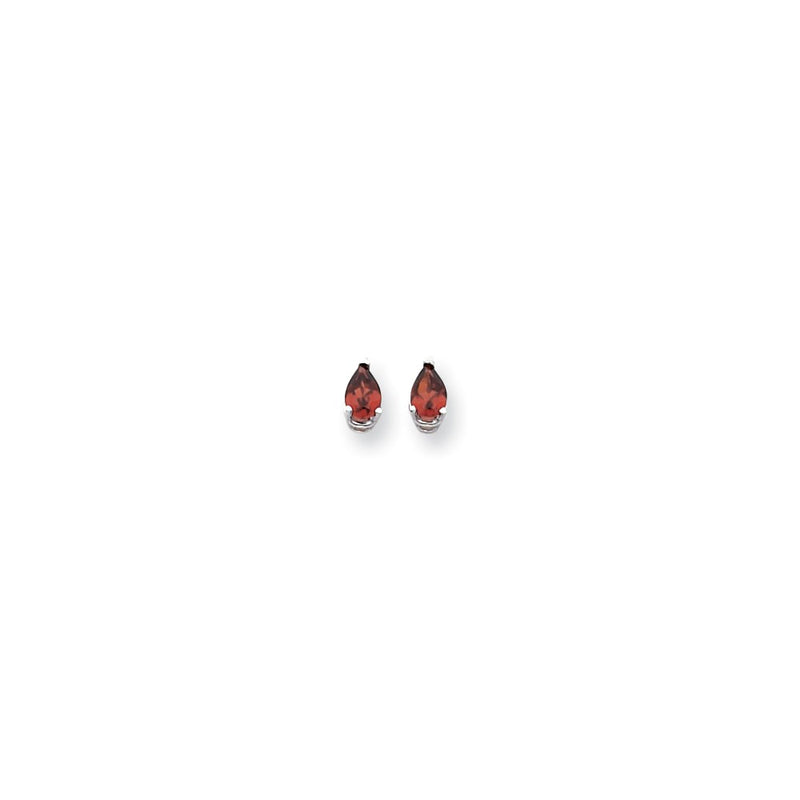 14k White Gold 6x4mm Pear Garnet Checker Earrings