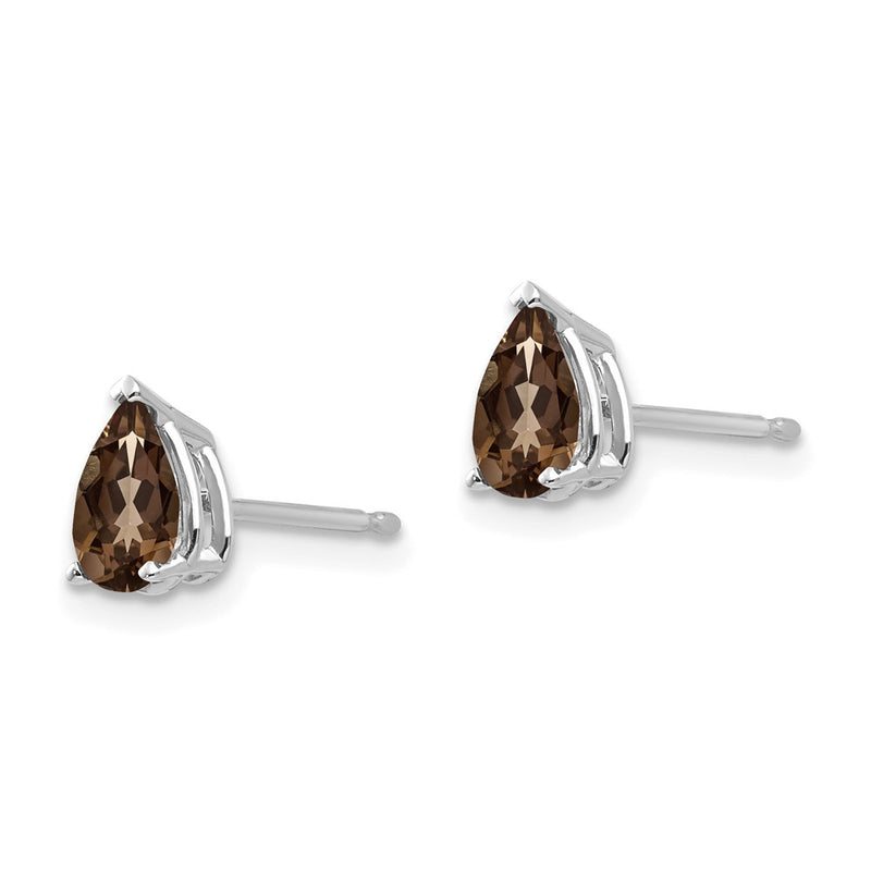 14k White Gold 6x4 Pear Smok Yellow Gold Quartz Earrings