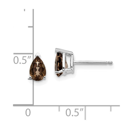 14k White Gold 6x4 Pear Smok Yellow Gold Quartz Earrings