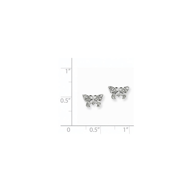 14k White Gold Real Diamond Butterfly Post Earrings