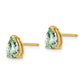 14k Yellow Gold 7x5 Pear Checker-Cut Green Quartz Earrings