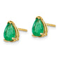 14k Yellow Gold 7x5mm Pear Emerald Earrings