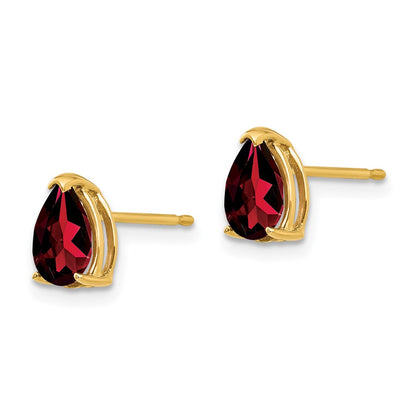 14k Yellow Gold 7x5mm Pear Garnet Earrings
