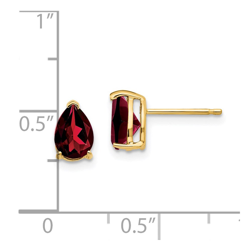 14k Yellow Gold 7x5mm Pear Garnet Earrings