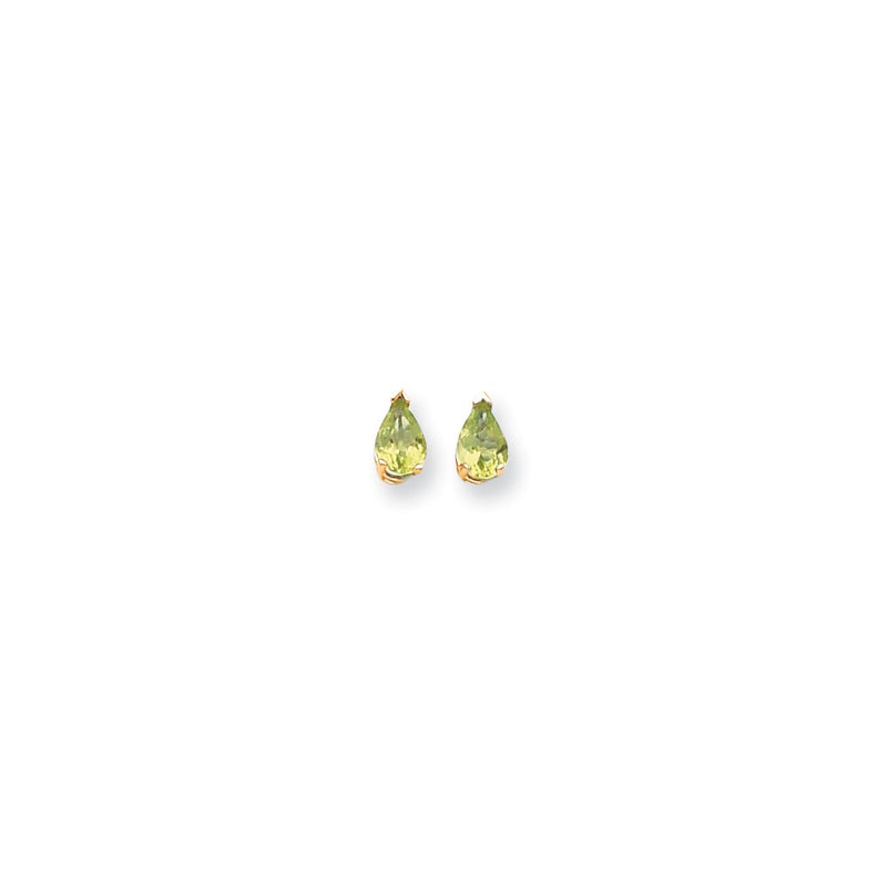 14k Yellow Gold 7x5mm Pear Peridot Checker Earrings