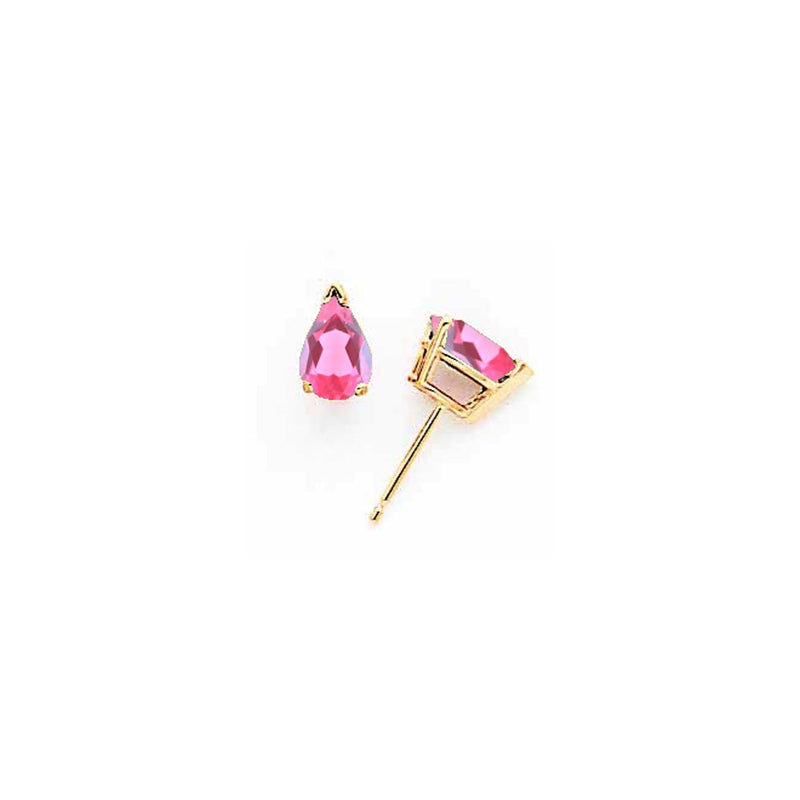 14k Yellow Gold 7x5mm Pear Pink Tourmaline earring