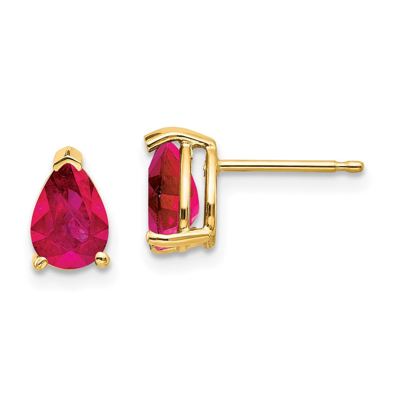 14k Yellow Gold Ruby Earrings