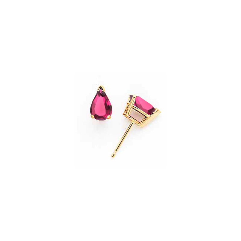 14k Yellow Gold 7x5mm Pear Rhodolite Garnet earring
