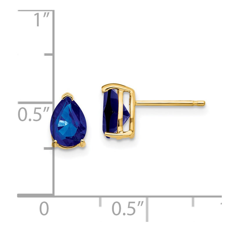 14k Yellow Gold 7x5mm Pear Sapphire Earrings