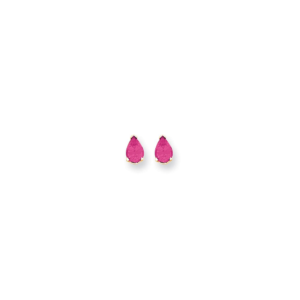 14k Yellow Gold 7x5mm Pear Pink Sapphire Earrings